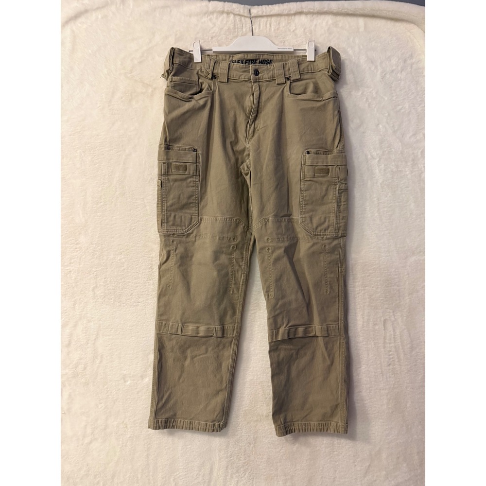 Duluth Trading Co Flex Fire Hose Relaxed Fit Cargo Work Pants Mens 38x32 Khaki
